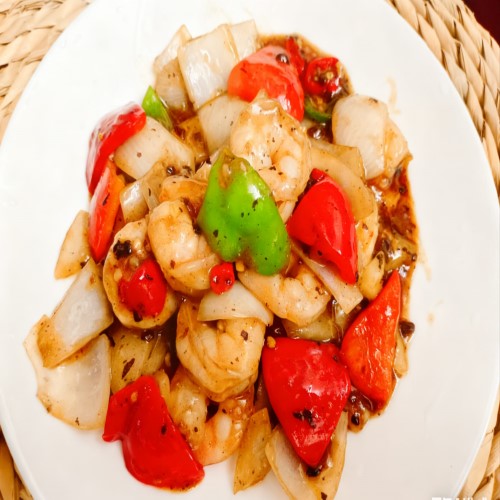 King Prawn With Green Pepper & Black Bean Sauce 